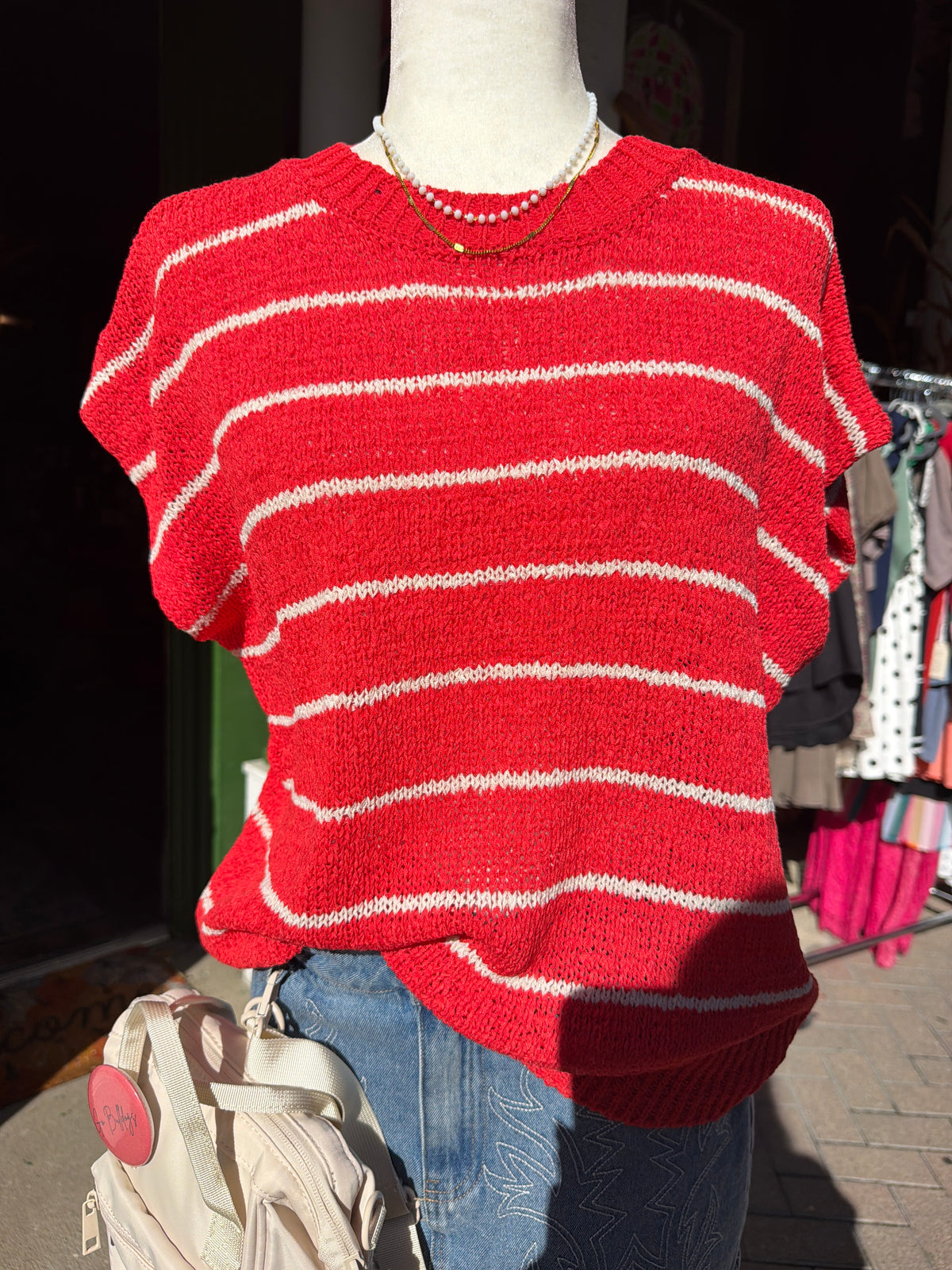 Striped Knit Sweater Vest Top