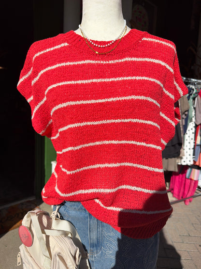 Striped Knit Sweater Vest Top