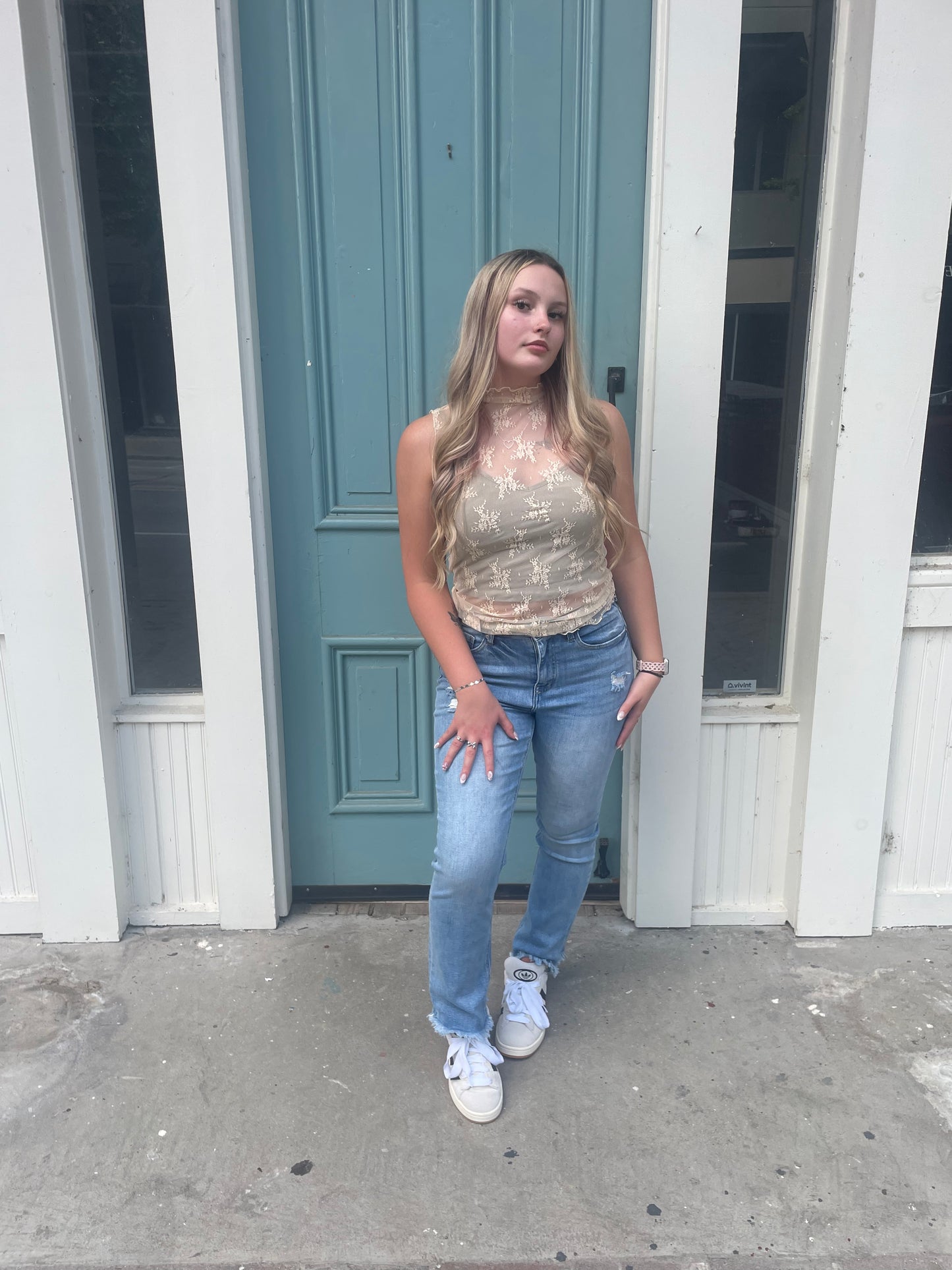 High Rise Straight Denim Jeans