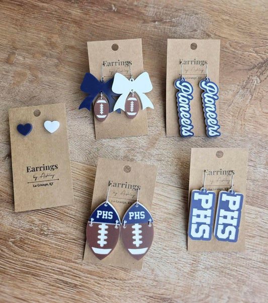 Navy/white game day earrings