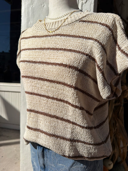 Striped Knit Sweater Vest Top