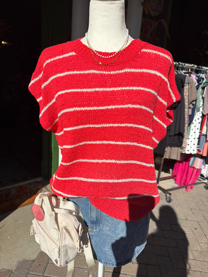 Striped Knit Sweater Vest Top