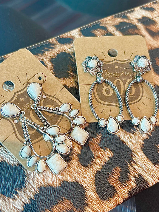 White western earrings