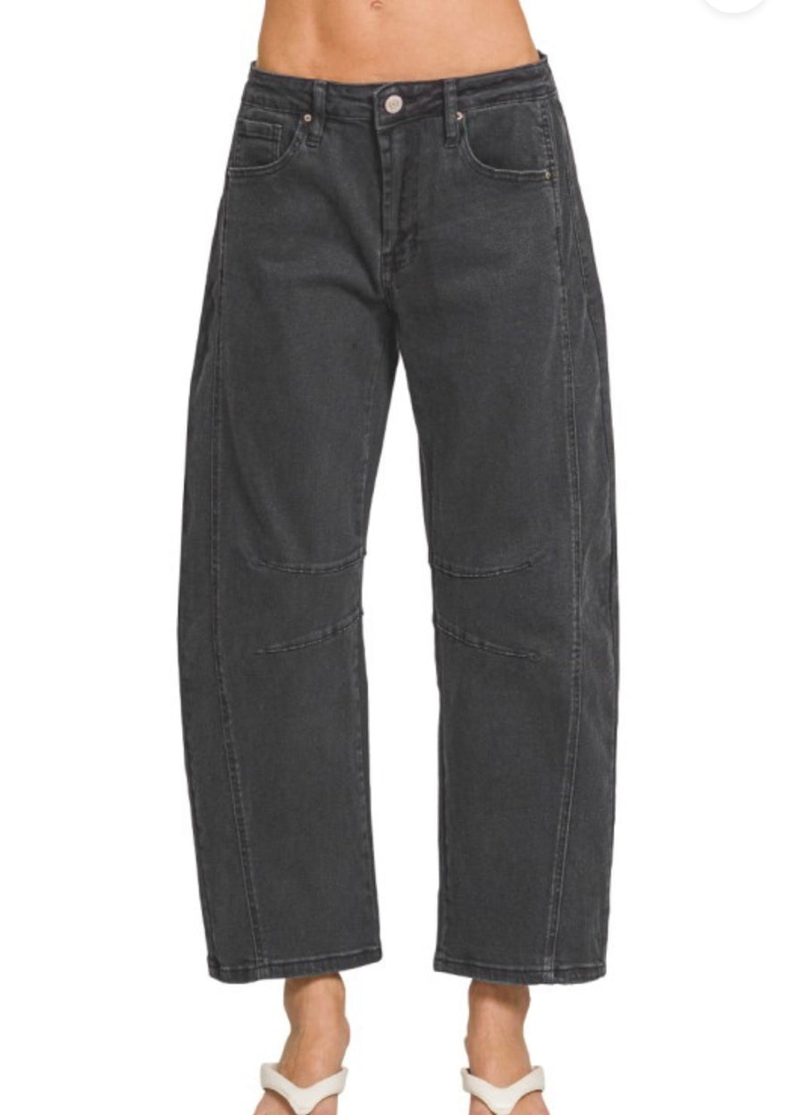 Barrel-leg Denim Pants