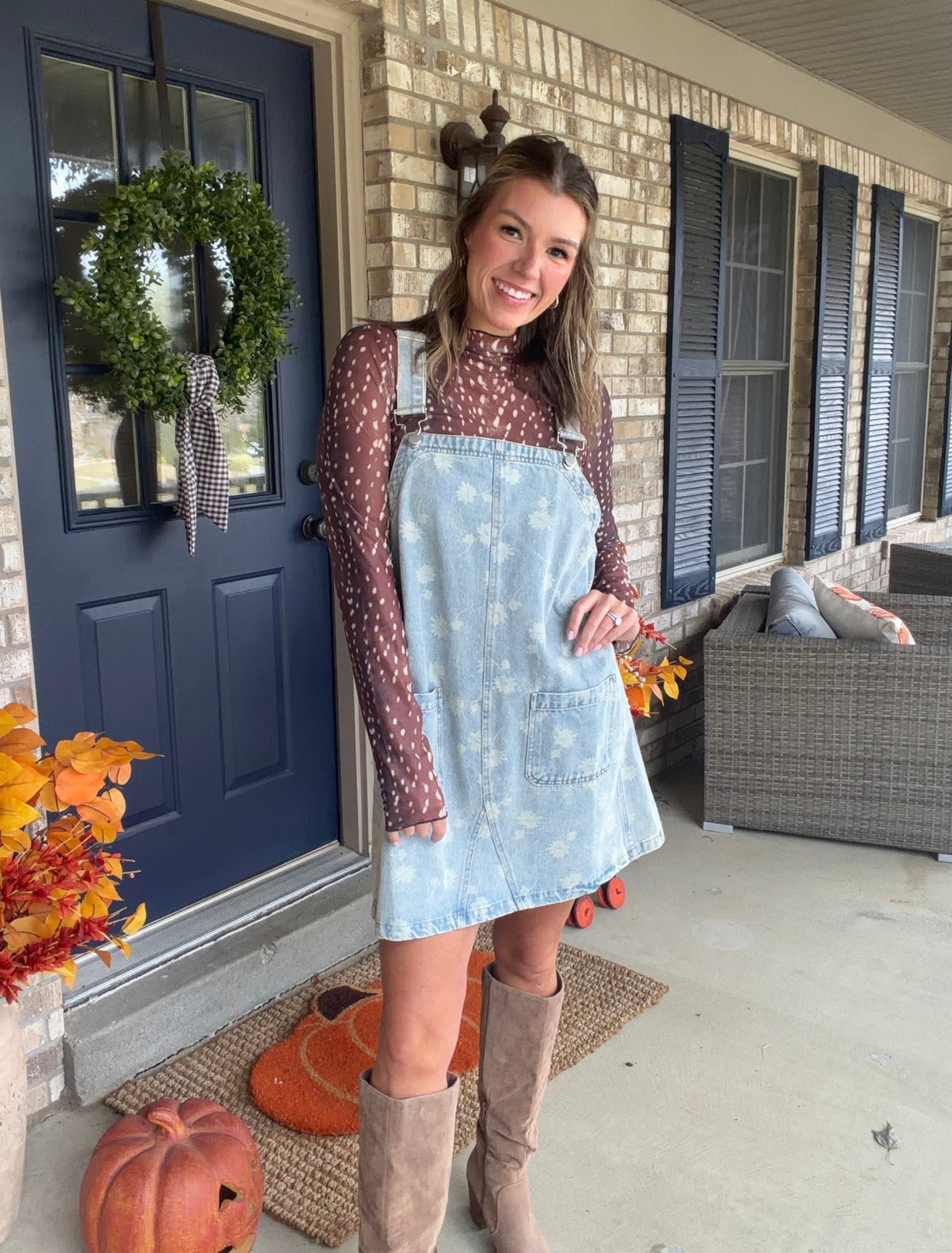 Dandelion washed overall mini dress