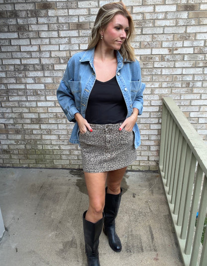Leopard Print Mini Skirt