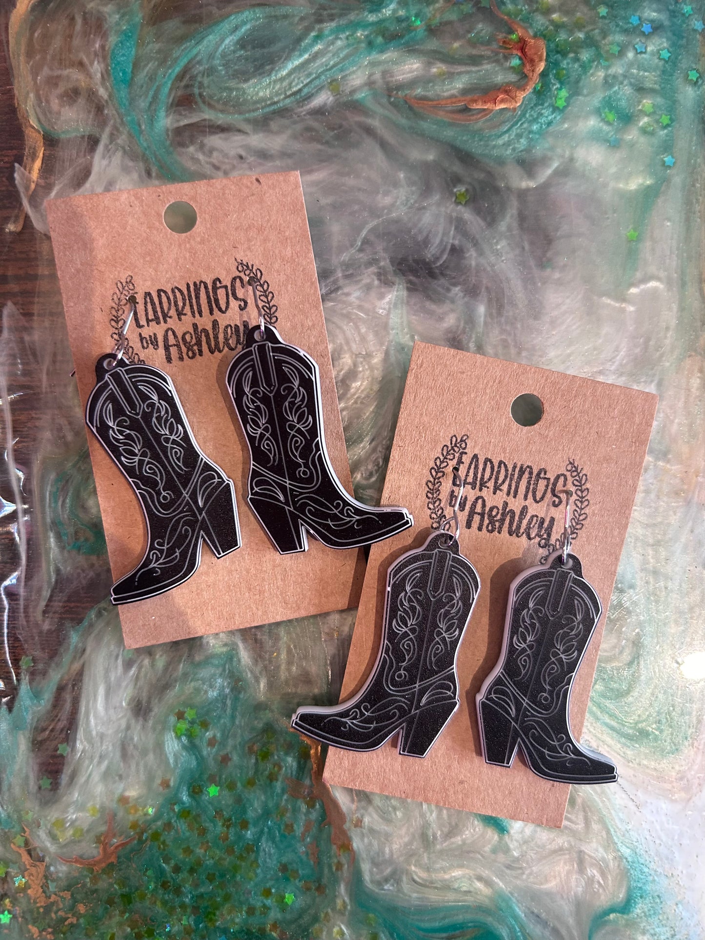 Acrylic boot earrings