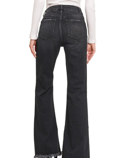 High Rise Bell Bottom Black Jeans