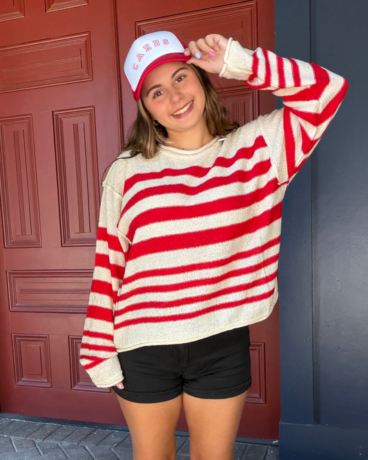 Game Day Red/Cream Lightweight sweater
