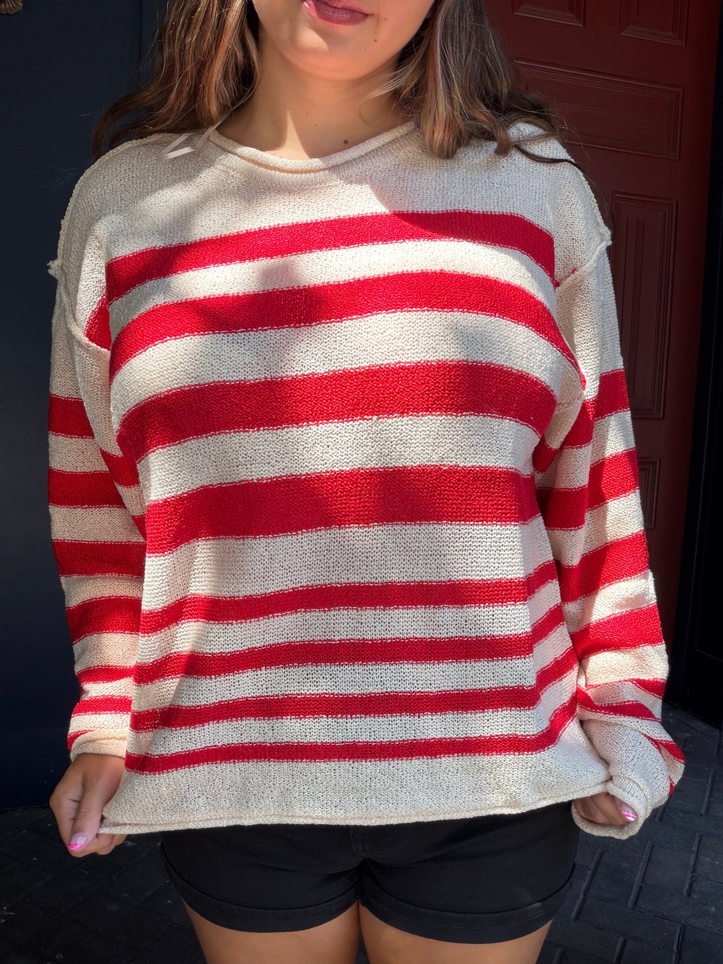 Game Day Red/Cream Lightweight sweater