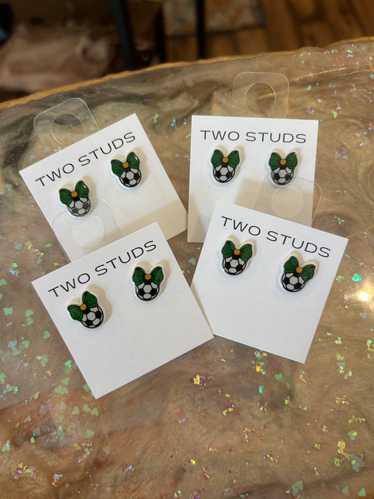 Green/gold soccer bows