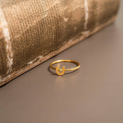 18K Gold PVD Stainless Steel Horseshoe Stacking Ring
