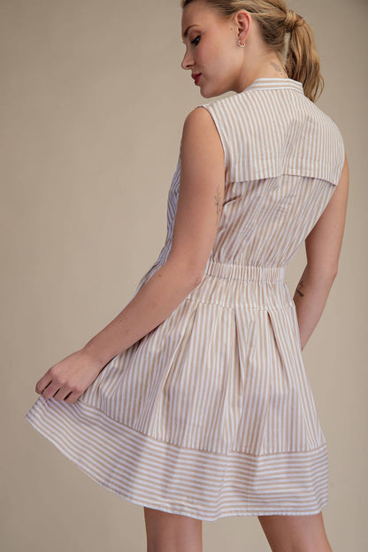 Sleeveless V-neck Fit & Flare Shirtdress