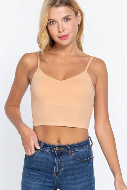 V-neck W/removable Bra Cup Cotton Spandex Cami