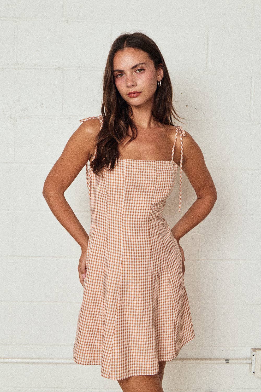 Gingham Tie Strap Mini Dress
