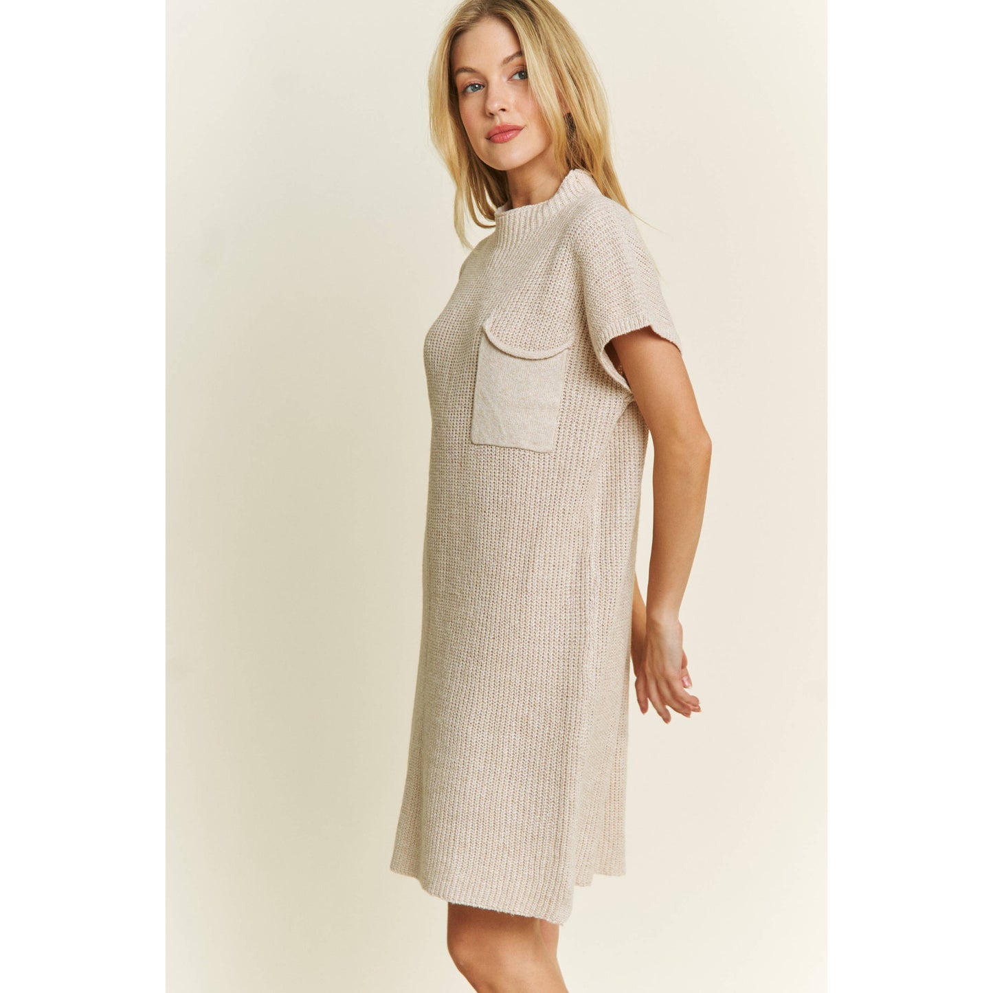 CLASSIC DROP SHOULDER SWEATER KNIT MINI DRESS