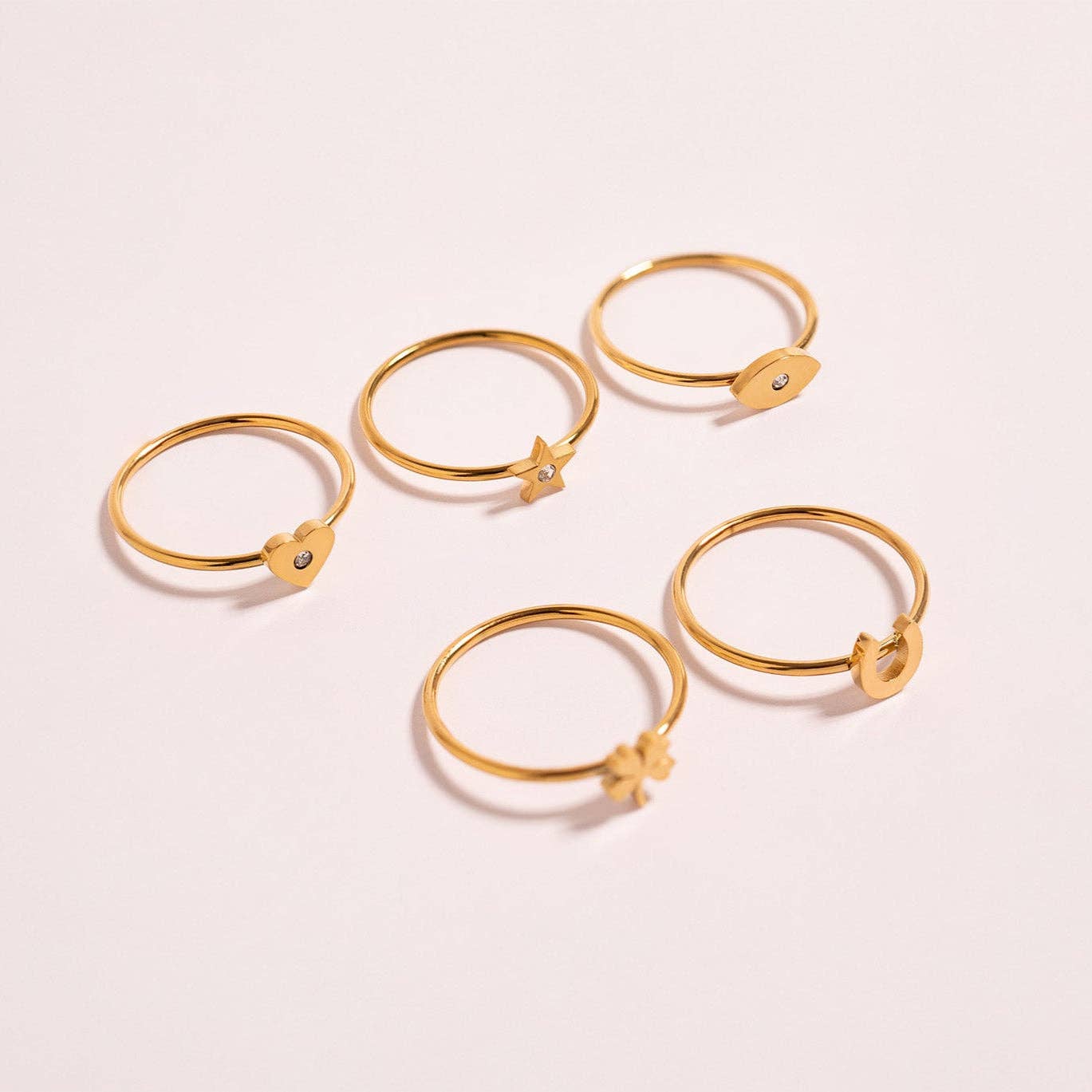 18K Gold PVD Stainless Steel Horseshoe Stacking Ring