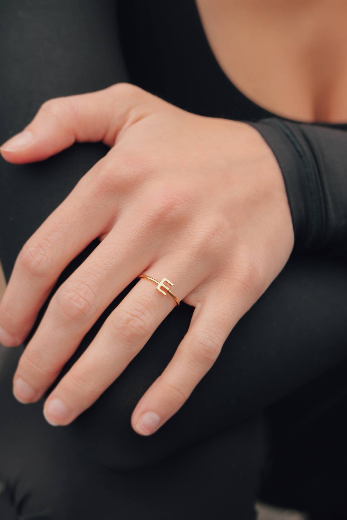 18k Gold Initial Letter Stacking Rings