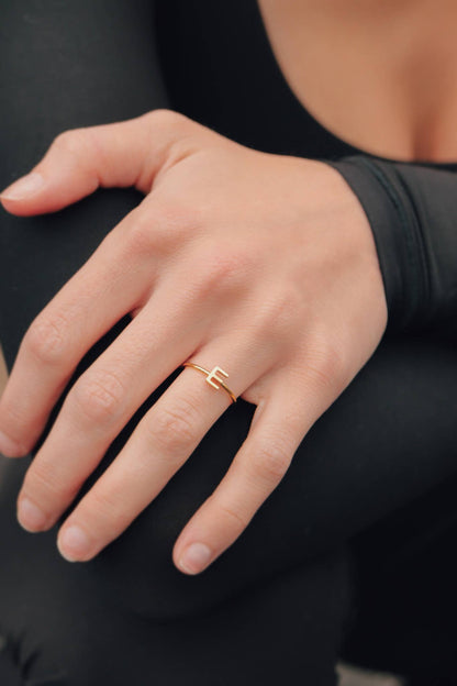 18k Gold Initial Letter Stacking Rings