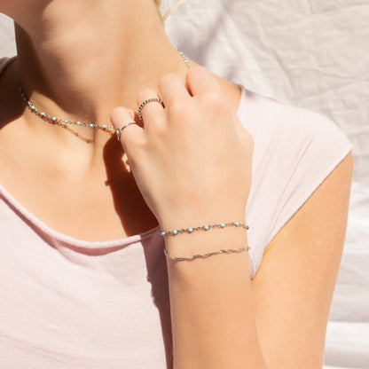 18K Gold PVD Stainless Steel Turquoise Confetti Bracelet