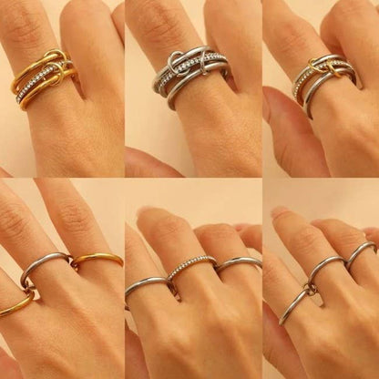 Stainless Steel Stackable Plain Band Rings Linked