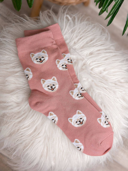Dog Printed Crew Socks