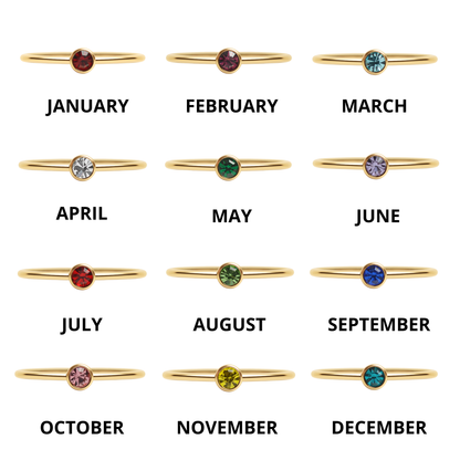 18K Gold Birthstone Stacking Ring