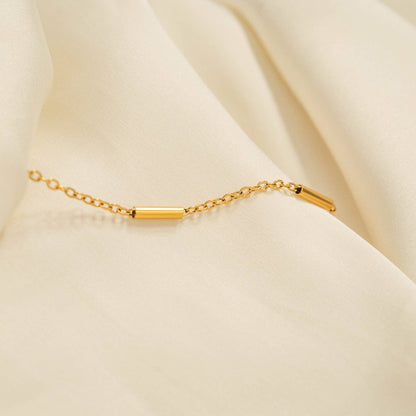 18K Gold PVD Stainless Steel Satellite Bar Chain Bracelet
