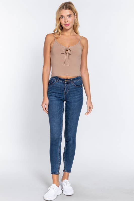 Sweetheart Neck Heavy Rib Knit Cami Top