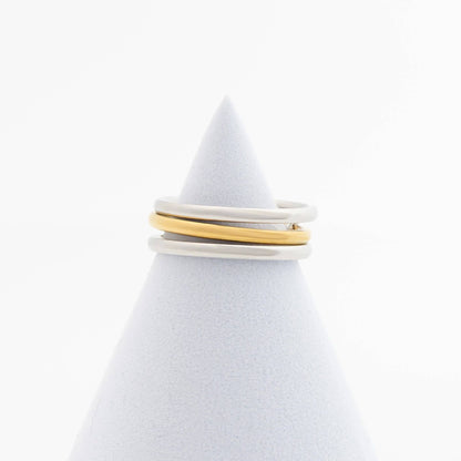18K Gold Stainless Steel Mixed Metal Triple Intertwined Ring