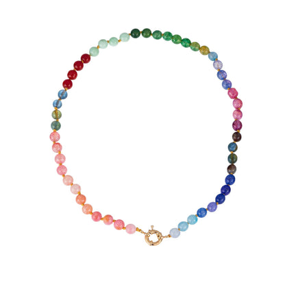 Natural Stone Semi-Precious Glass Mixed Necklace