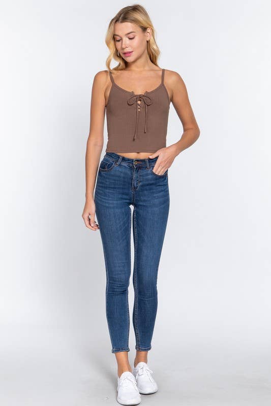 Sweetheart Neck Heavy Rib Knit Cami Top