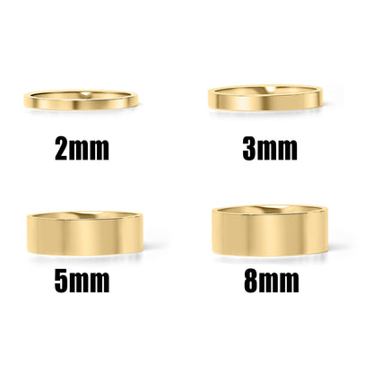 18K Gold Stainless Steel Blank Flat Band Ring