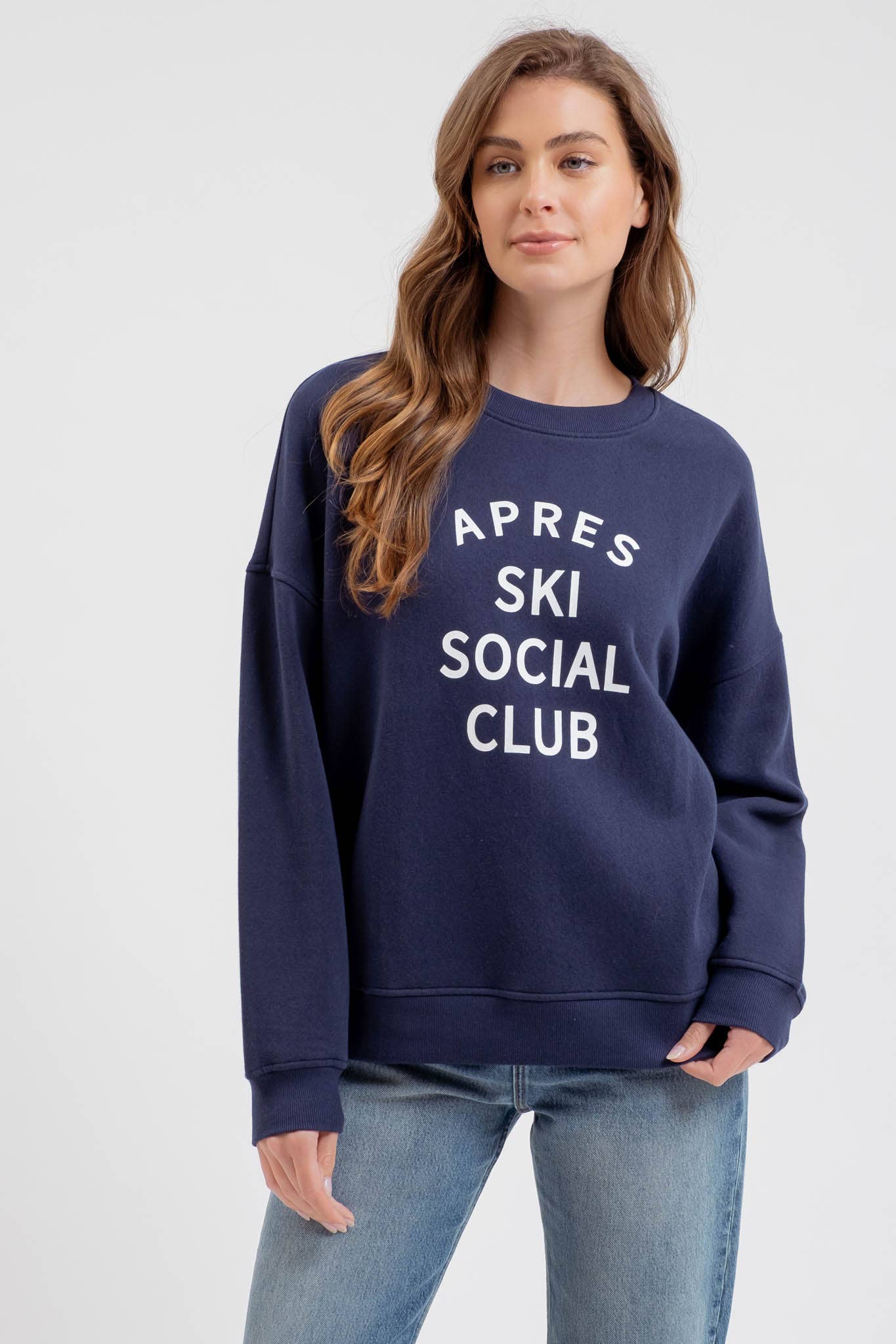 SOCIAL CLUB PRINT LONG SLEEVE KNIT TOP