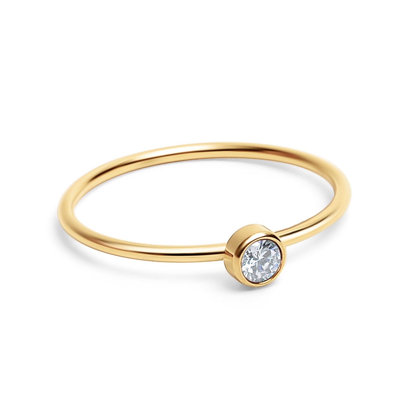 18K Gold Birthstone Stacking Ring