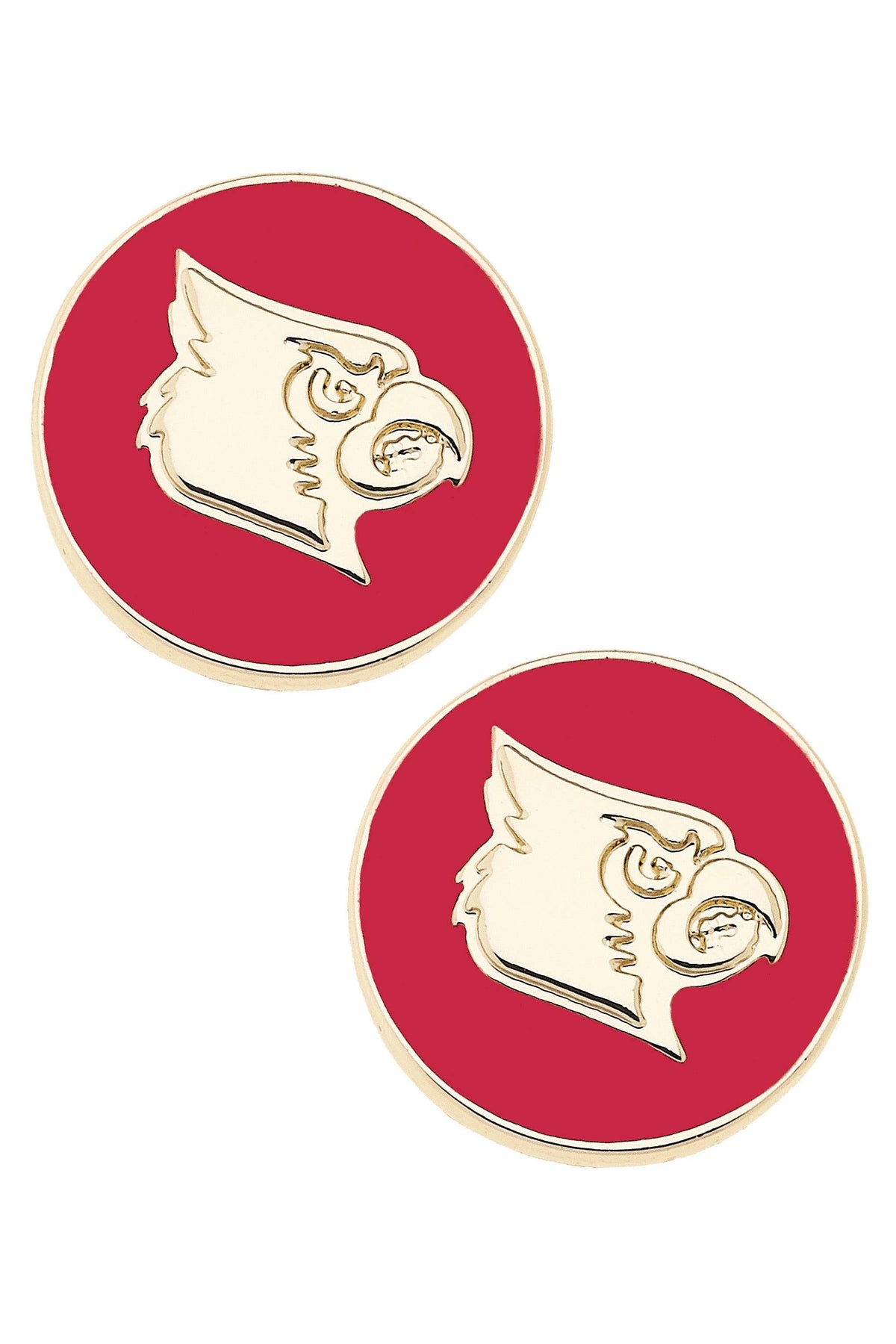Louisville Cardinals Logo Circle Stud Earrings