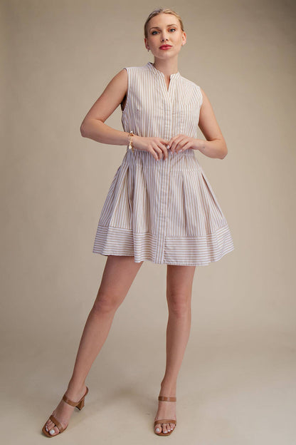 Sleeveless V-neck Fit & Flare Shirtdress