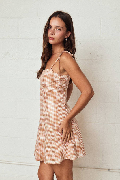 Gingham Tie Strap Mini Dress