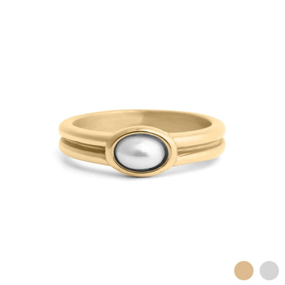 18K Gold PVD Stainless Steel Pearl Statement Ring