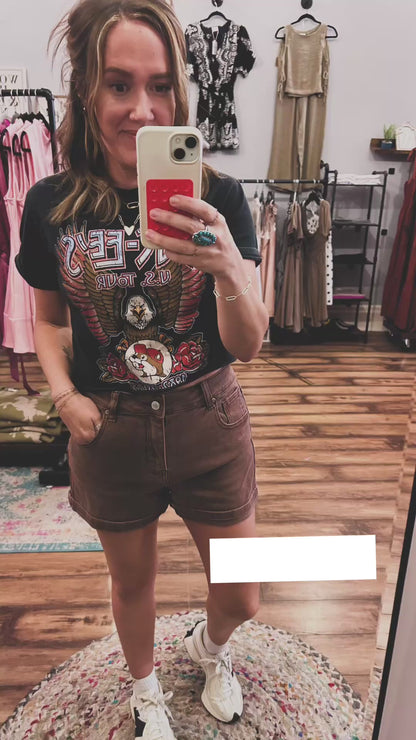 Cuffed Denim Shorts