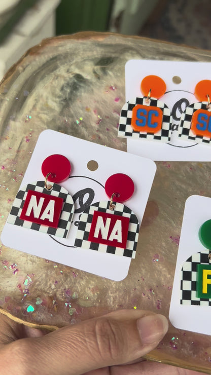 Checkerboard local school earrings